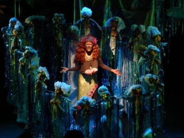 Ruby Lynn Reyner as Slavaskia surrounded by the Blue Haired Ladies (Basil Twist).  Photo by Lucien Samaha