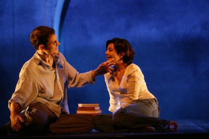 Joey Collins and Angel Desai in <I>Red Again</I>. Photo by T. Charles Erickson