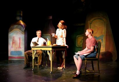Michael Kuhn, Amanda Whisner and Leanna Heiber in <I>Beautiful Again</I>, Commonweal Theatre Company. Photo by John Duder
