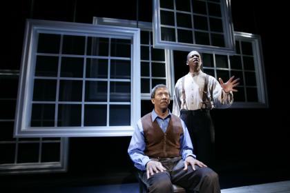 Reg. E. Cathey and Larry Gilliard, Jr. in the South Coast Rep production of <I>Blue Door</i>, photo by Henry DiRocco