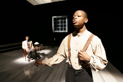 Reg. E. Cathey and Larry Gilliard, Jr. in the South Coast Rep production of <I>Blue Door</i>, photo by Henry DiRocco