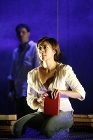 Joey Collins and Angel Desai in <I>Red Again</I>. Photo by T. Charles Erickson
