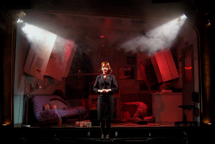 Susan Wands in <i>boom</i> at Ars Nova. Photo by Wilson Chin.