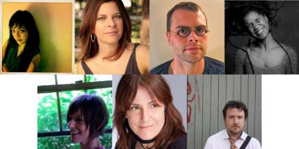 Clockwise: Carla Ching, Jennifer Haley, Samuel D. Hunter, Chisa Hutchinson, Mark Schultz, Mona Mansour, Kristen Kosmas