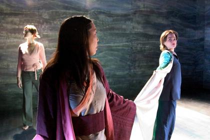 Margi Sharp, Sophia Skiles and Anna Wilson in <I>Thousand Years Waiting</I>. Photo by David Altman