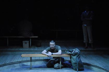James Martinez, Sheila Tapia in <I>Eliot, A Soldier's Fugue</i>. Photo by Evan Sung