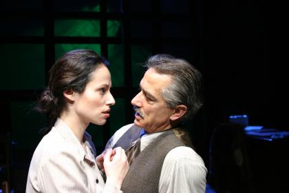 Melissa Friedman and David Strathairn in <I>Hannah and Martin</I>, Manhattan Ensemble Theater, 2004.  Photo by Dixie Sheridan.