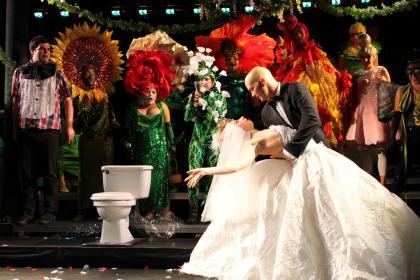 Taylor Mac as Lily, Lady Rizo as Bride Deity and ensemble (photo by Ves Pitts)