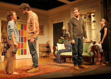 Samantha Soule, Shane McRae, Dashiell Eaves, Aya Cash in <I>Killers and Other Family</i>, directed by Caitriona McLaughlin.