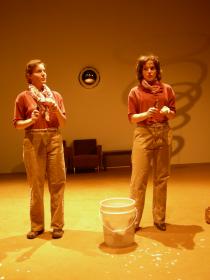 Laura Berlin Stinger and Anna Foss Wilson in <I>Potatoes of August</i> at Dixon Place. Photo by Leslie Strongwater 