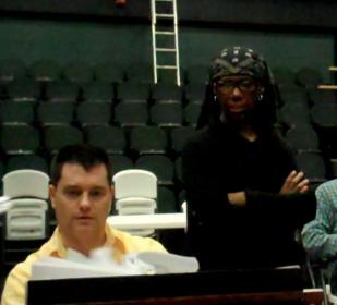 Composer Nile Rodgers and music Director Doug Oberhammer working on DoubleTime at ASF, Southern Writers Project