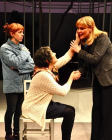 Theo Allyn, Laurie Klatscher, and Kelly McAndrew in <em>Precious Little</em> at City Theatre in Pittsburgh, dir. Tracy Brigden. 