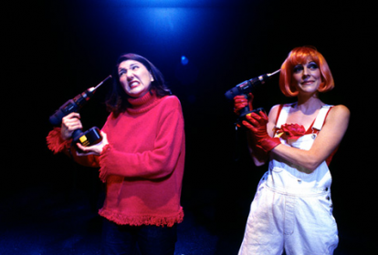 Lisa Lee Schmidt & Elizabeth Rothan in <I>Quake</i>, directed by Katherine Owens, Undermain Theatre, 2000.