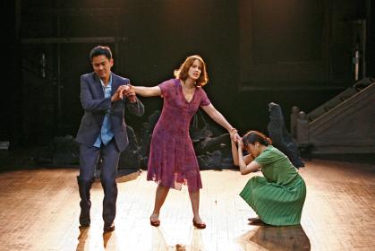Joel de la Fuente, Juliana Francis-Kelly and Sue Jean Kim in <I>I Have Been to Hiroshima Mon Amour</i>. Photo by Carol Rosegg