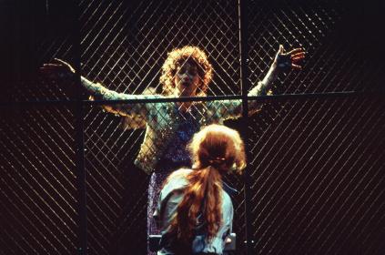 Lynne McCollough and Dee Pelletier in <i>Self Defense, or death of some salesman</i> at New Georges. Photo by Colin D. Young.