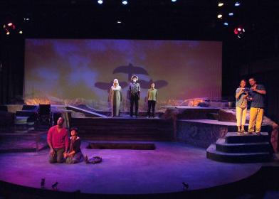 "What do we wish for?" "For flight." The cast of the Theatre @ Boston Court production