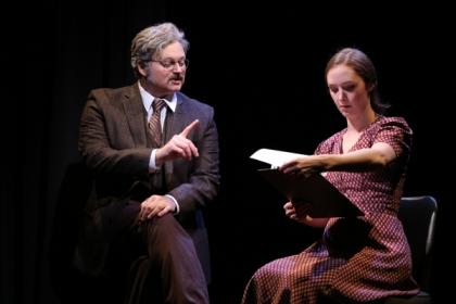 John Ellison Conlee and Amanda Quaid in The (curious case of the) Watson Intelligence, dir. Leigh Silverman.