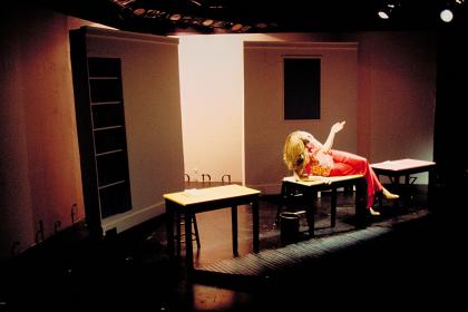 Kate Hampton in <I>The Typographer's Dream</i> at Clubbed Thumb, directed by Drew Bar. Photo by David Evan.