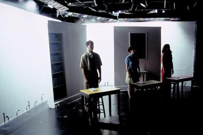 Dan Snook, Meg MacCary and Kate Hampton in <I>The Typographer's Dream</i> at Clubbed Thumb, directed by Drew Bar.