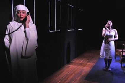 Amelia Workman and Antoinette LaVecchia in <I>A World Apart</I>. Photo by Jim Baldasarre.
